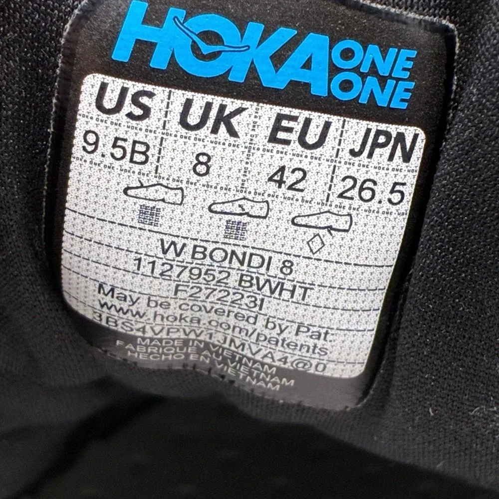 Hoka Bondi 8 Running Shoes Women's 9.5B Black White Cushioned Sneakers